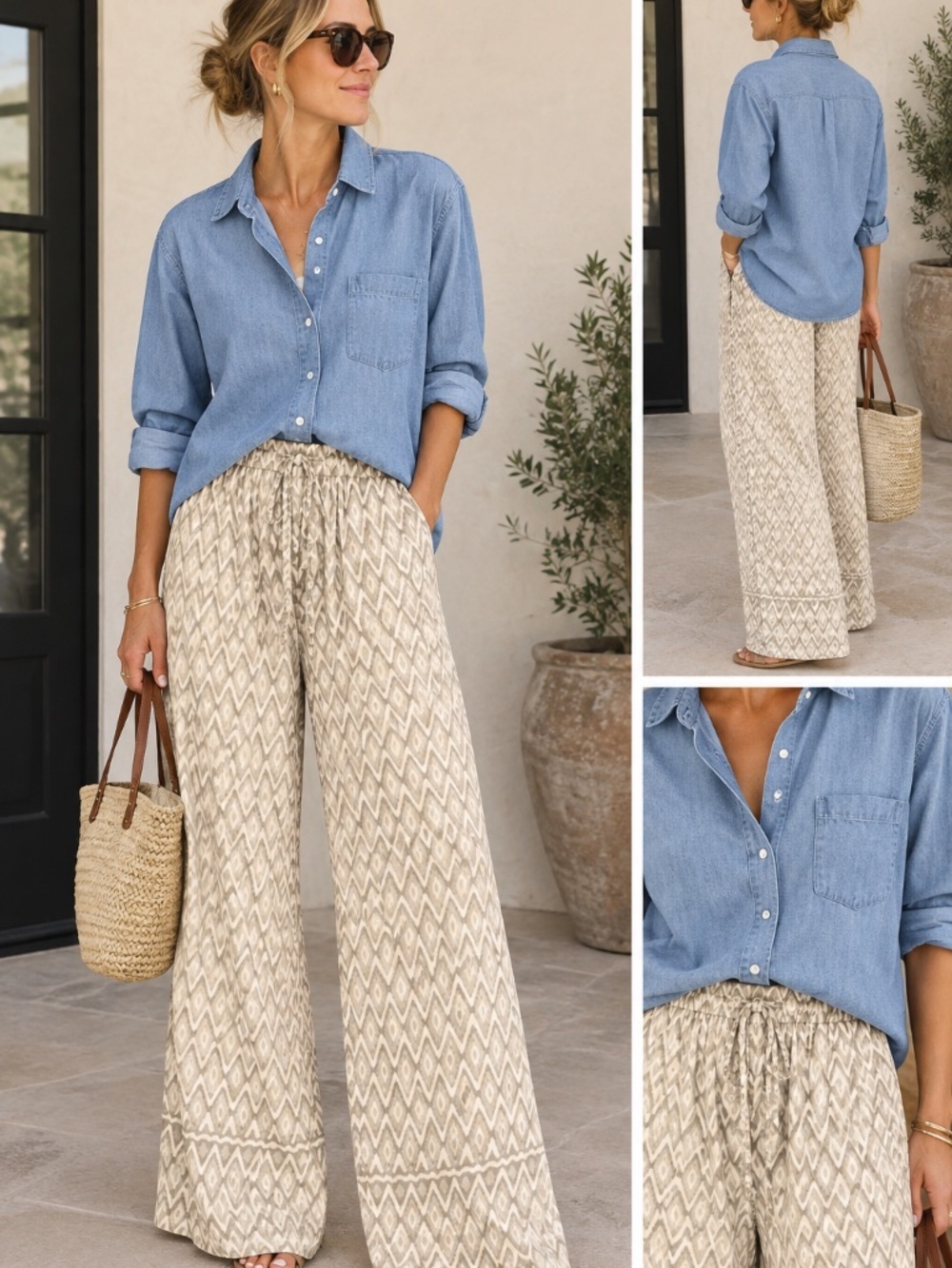 Max Studio Silky Patterned Pants S